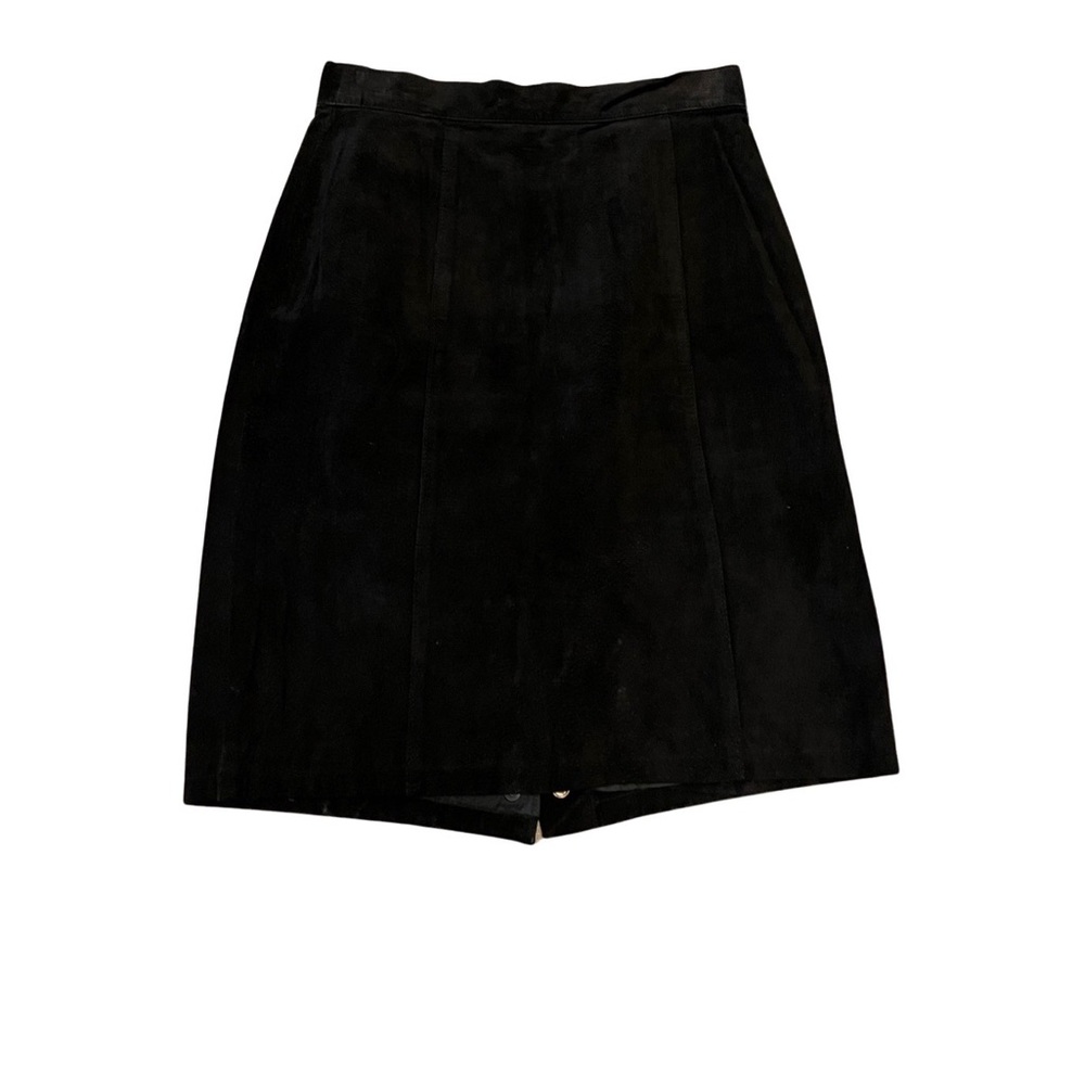 Vintage 90s Global Identity G III Women’s 9/10 Pencil Skirt Black Suede Leather